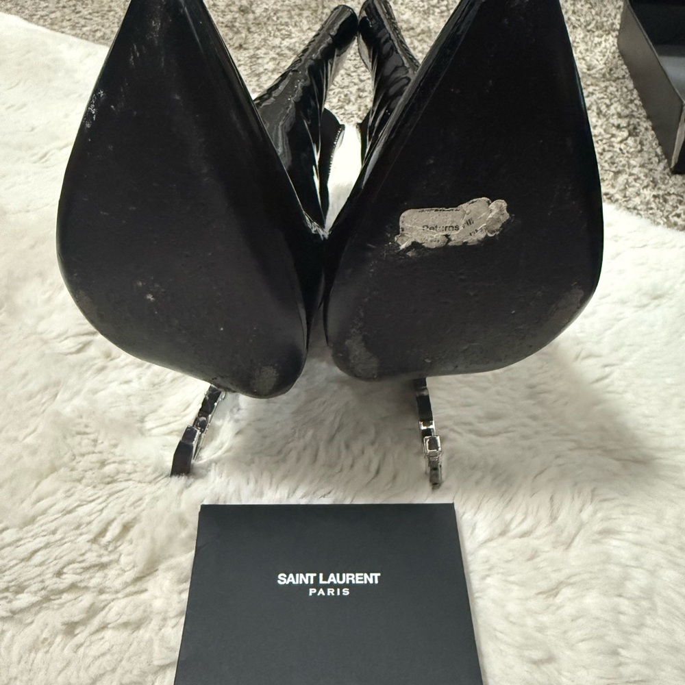 Yves Saint Laurent Glossy Black Heeled Boots - Picture 3 of 7